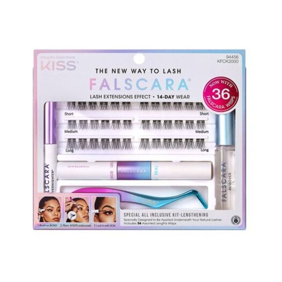 Kiss Falscara Lash Lengthening Extensions Deluxe Kit 36 Wisps 14 Day Wear NIB - Picture 1 of 3